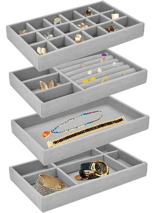Jewelry Organizer Tray, 5 Pcs Stackable Velvet Jewelry Organizer For  Drawer, Jewelry Storage Displa