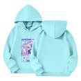 thumbnail image 1 of Moonsky Sudadera con capucha y cordón HUNTRX, estampado de grupo de chicas coreanas, jersey corto, suave y cómodo, top de manga larga para primavera y otoño. Azul claro 160, 1 of 5