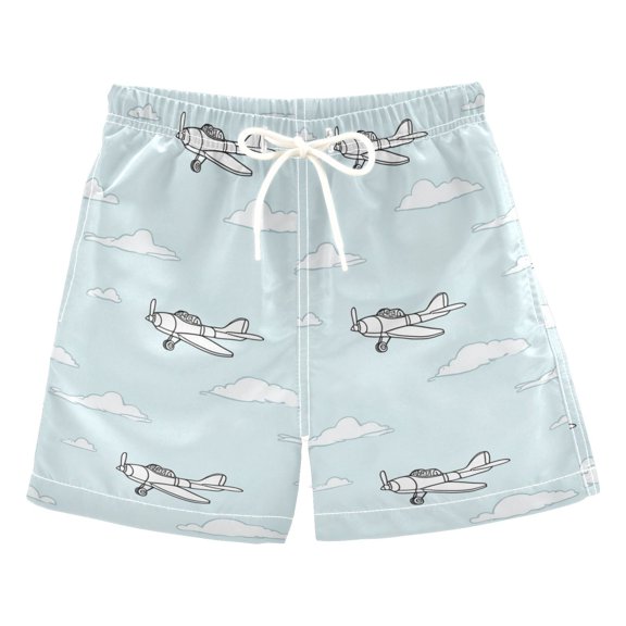 Planes and Clouds Cartoon Swim Trunks Board Shorts Beach Pants Bathing Bottoms 2T