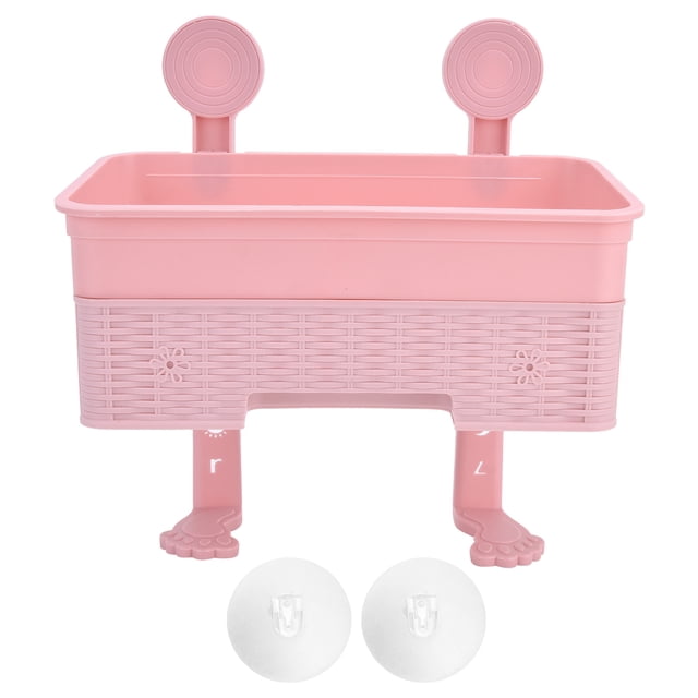Estante de baño de doble capa, caja de papel higiénico, estante de almacenamiento para cocina y baño sin perforaciones (rosa)