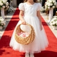 thumbnail image 6 of Yakvarog Handwoven Rattan Flower Girl Basket with Handle, Half-Moon Small Wicker Basket for Wedding, Bridal Shower, Petal Toss, Bridesmaid Gifts & Rustic Farmhouse Home Decor, 6 of 8