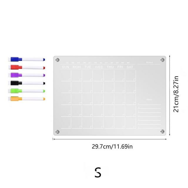 Bgsha Clear Acrylic Magnetic Dry Erase Calendar Set With 6 Pens-Magnetic Board Daily Weekly Monthly Planner Message Board For Kitchen