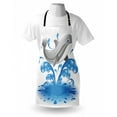 thumbnail image 3 of Sea Animals Apron Jumping Dolphin Animal Character Cartoon Style Water Splash Children Summer, Unisex Kitchen Bib Apron with Adjustable Neck for Cooking Baking Gardening, Blue Grey, by Ambesonne, 3 of 3