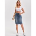 thumbnail image 7 of DARING DIVA Women's Denim Raw Hem Pockets Pencil Skirt XX-Large Dark Gray Blue, 7 of 7