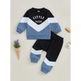 thumbnail image 2 of aturustex Little Boy 2Pcs Casual Tracksuits Outfits 3M 6M 12M 18M 2T 3T Toddler Baby Long Sleeve Sweatshirts Contrast Color Loose Pullovers Crew Neck Cute Sweat Suits Kids Daily Fall Clothes, 2 of 6