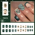 thumbnail image 5 of Yoyauz 24 PCS Christmas Fake Nails Shining Green and White Wreath Line Design Short Fake Nails, Christmas Holiday Green and White Nails Used for DIY Nail Decoration in Winter, 5 of 9