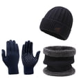 thumbnail image 1 of MIASHUI Autumn Winter Warm Fashion Plush Neck Warmer and Gloves Set, Thick Riding Ear Protection Knit Scarf for Women Navy, 1 of 2