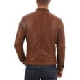 thumbnail image 2 of Men's Genuine Tan Lambskin Leather Jacket Biker Soft Stylish Motorcycle Jacket A458, 2 of 3