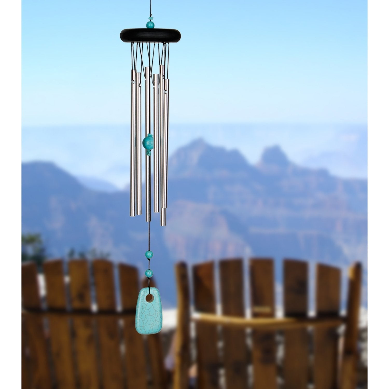 Woodstock Windchimes Woodstock Chakra Chimes Turquoise, Wind Chimes For Outside, Wind Chimes For Garden, Patio, and Outdoor Décor, 17"L
