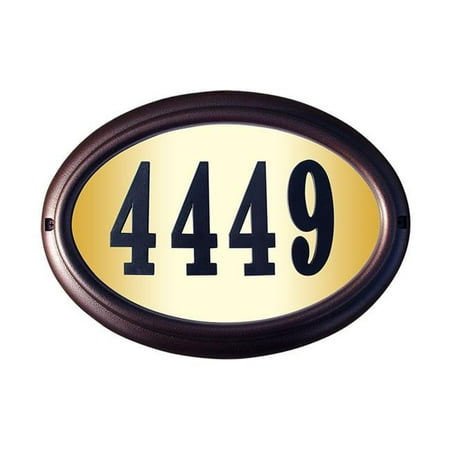 QualArc 15 in. Edgewood Oval Do It Yourself Kit Lighted Address Plaque in Antique Copper Frame Color