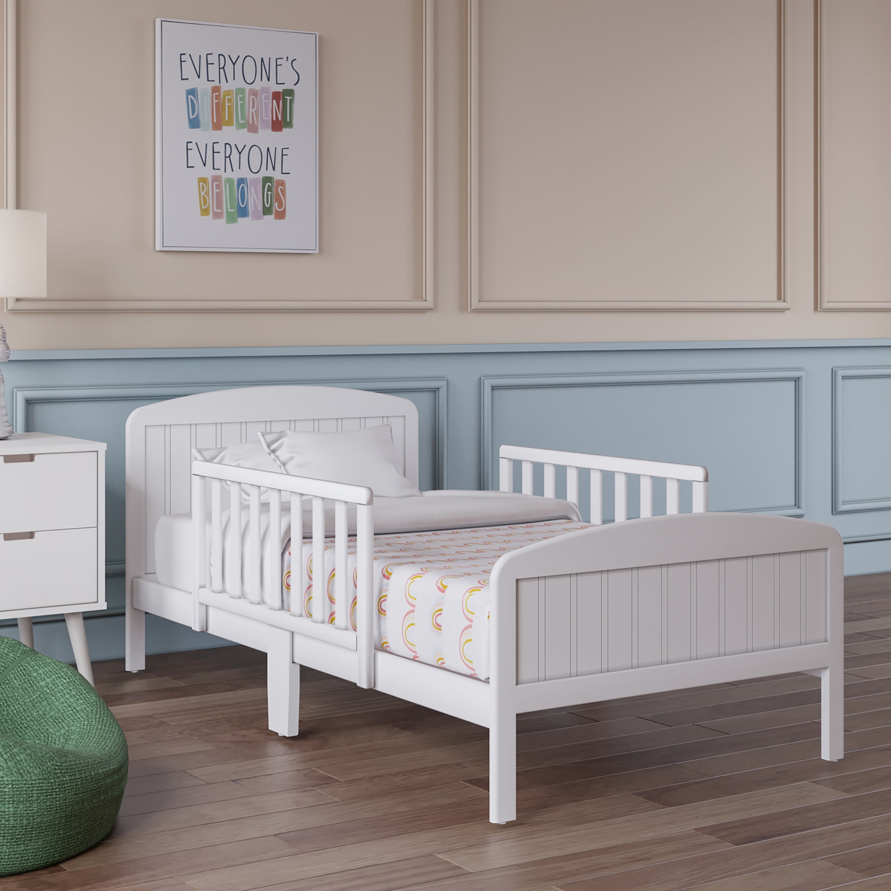 BK Furniture Harrisburg XL Wooden Toddler Bed, Off-White