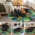thumbnail image 5 of Summer Botanical Round Area Rug 8Ft Washable Large Circle Rugs for Living Room Dorm, Tropical Monstera Palm Leaf Black Non-Slip Carpet Floor Mats Indoor Outdoor Carpet Runner Aesthetic Home Decor, 5 of 8