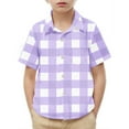 thumbnail image 2 of Maean Boys Button down Top Short Sleeve Collared Shirts Plaid Causal Summer Beach Tshirts with Pockets, 2 of 7