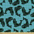 thumbnail image 2 of Fish Fabric by the Yard, Repetitive Salmon Trout Silhouettes Marine-Themed Underwater Pattern, Decorative Upholstery Fabric for Chairs & Home Accents, Charcoal Grey and Sky Blue by Ambesonne, 2 of 5