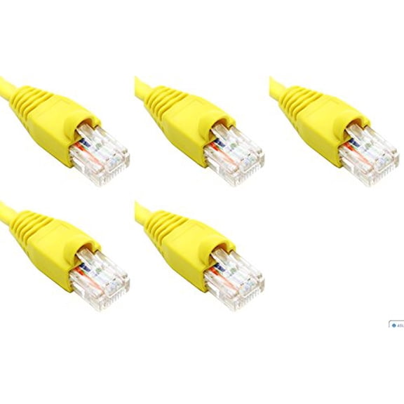 Ultra Spec Cables Pack of 5 - Yellow 1FT Cat6 Ethernet Network Cable LAN Internet Patch Cord RJ45 Gigabit
