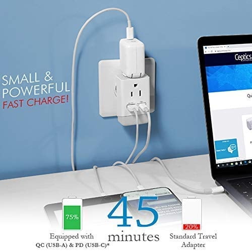 Australia China Nueva Zelanda Power Plug Adapter 2 Pack, QC 3.0 y PD d