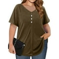 thumbnail image 4 of BSDJILFG Plus Size Pajama Tops for Women,Summer Casual Loose Fit Button Up Pullover Blouse ,Sizes L-5XL, 4 of 9
