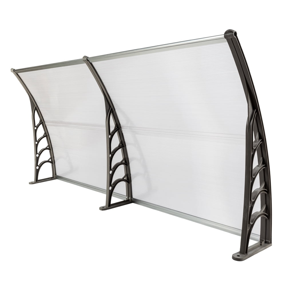 200 x 100 Household Application Door & Window Rain Cover Eaves Canopy Silver & Gray Bracket