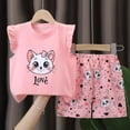 thumbnail image 2 of Summer Outfits for Toddler Boys and Girls Cotton Tank Top and Shorts 2 Piece Outfit Hot Pink 3-4 Years, 2 of 4