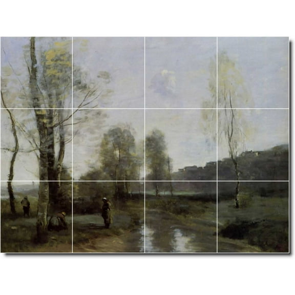 Ceramic Tile Mural-Jean Corot Landscapes Painting 300. 17" w x 12.75" h using (12) 4.25 x 4.25 ceramic tiles