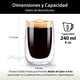 thumbnail image 3 of MAGMALIFE Vasos de Cristal de Doble Pared de 240 ml (8.11 Onzas). Vidrio De Doble Fondo, Set de 4 pzas, Ideales Para Capuchino, Té Helado, Vino o Jugo. Conservan la Temperatura de Bebidas Frías., 3 of 8