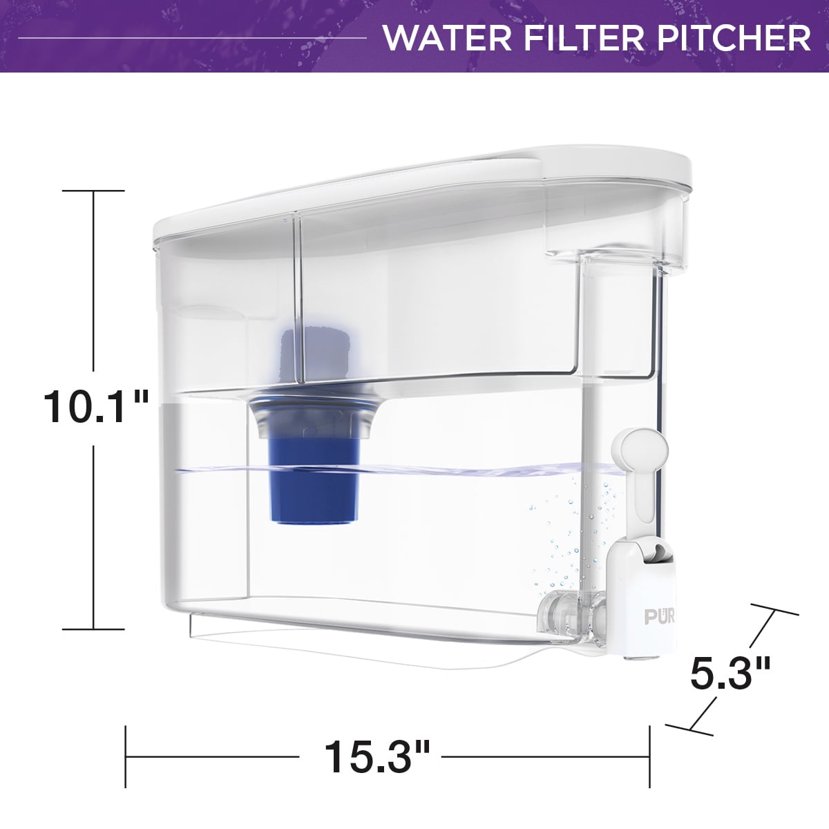 PUR 30-Cup Water Filter Dispenser System, W 15.3" x H 10.1" x L 5.3", Pearl, DS1800IA