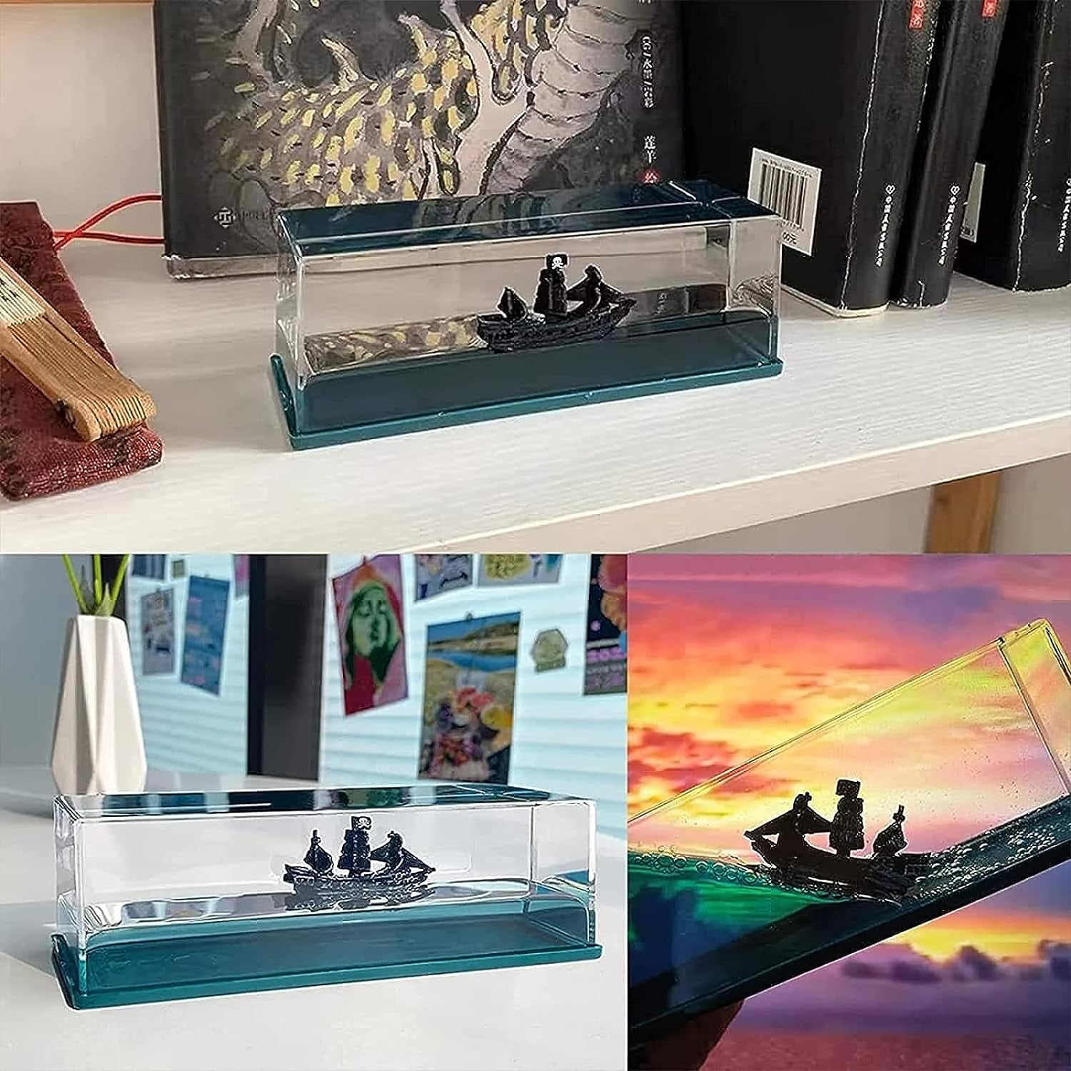 Aimery Cruise Ship Fluid Drift Bottle, Unsinkable Boat in A Box,Cruise Ship  Fluid Drift Bottle, Unsinkable Cruise Ship Toy,Model Decor for Desk Decor