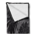 thumbnail image 2 of Tropical Soft Flannel Fleece Throw Blanket, Coconut Palm Trees on Beach Bend by the Wind Horizon over the Sea Picture, Cozy Plush for Indoor and Outdoor Use, 60" x 80", Black and White, by Ambesonne, 2 of 5