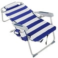 thumbnail image 3 of Tcbosik Beach Chair for Adults, Heavy Duty Portable Folding Chair with Headrest and 5-Position Adjustable Backrest, Lightweight Camping Chair with Side Pocket, Towel Bar & Cooler Pouch, Blue Stripes, 3 of 10