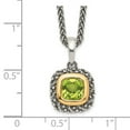 thumbnail image 5 of Auriga Fine Jewelry 925 Sterling Silver 6 mm with 14K Accent Antiqued Cushion Bezel Peridot Necklace for Women 18", 5 of 6