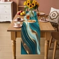 thumbnail image 2 of Teal Marble Table Runner 90 Inches Long Farmhouse Dress Scarves, Modern Abstract Gold Fluid Art Dining Tablerunner for Coffee Table/Kitchen Island/Party Décor, 13" x 90", 2 of 8