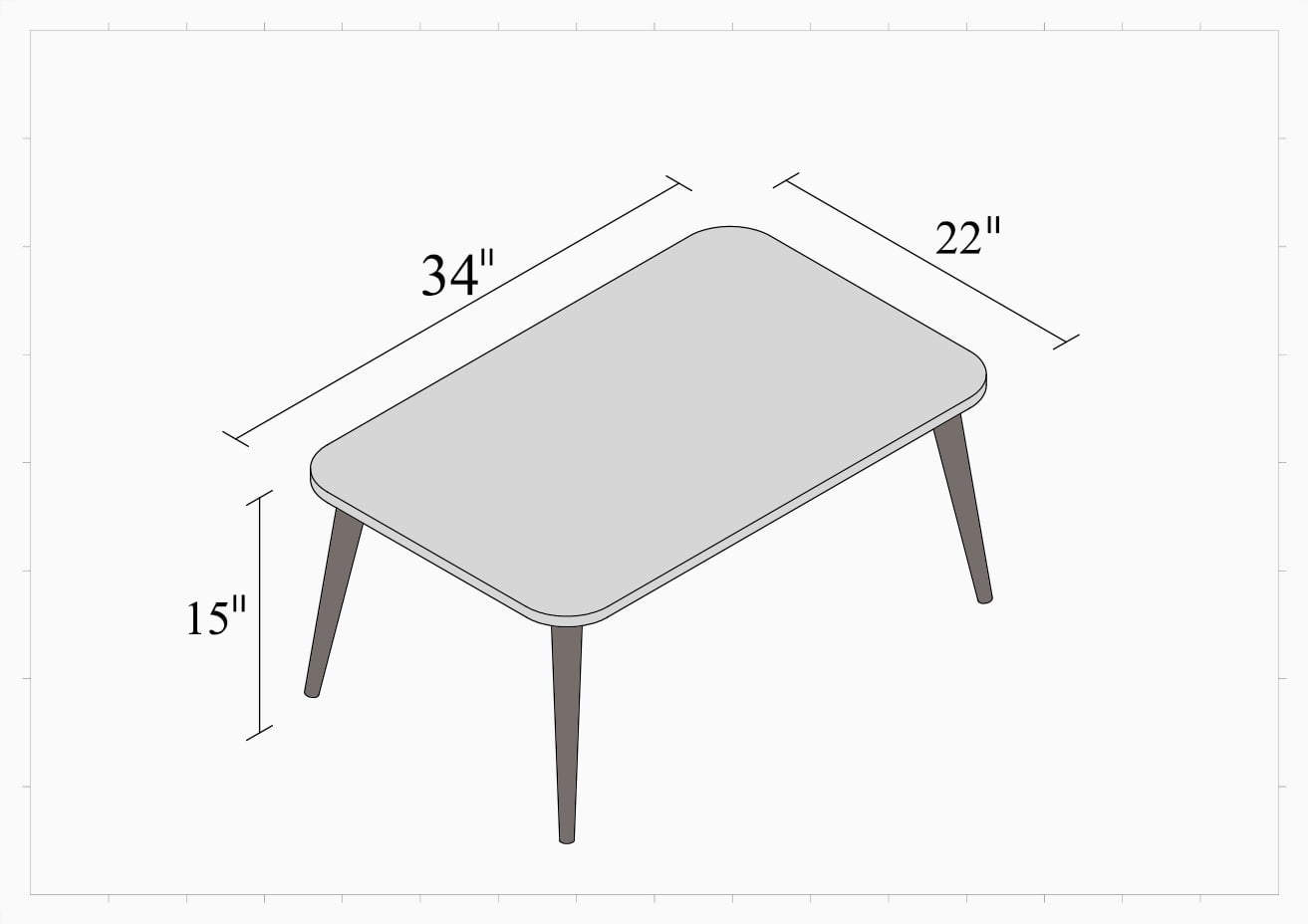Center Table with Round Corners, White Cocktail Table, Modern Coffee