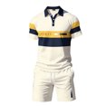 thumbnail image 5 of Men's 2-Piece Short Sleeve Polo Shirt and Shorts Set Letter Graphic Casual Summer Outfit for Daily Wear, 5 of 5