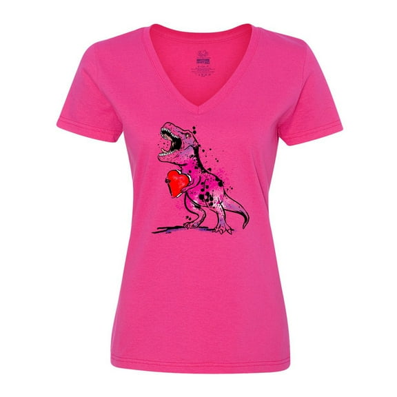 Inktastic Valentine's Day Graffiti T-Rex with Heart Shaped Candy Box Women's V-Neck T-Shirt