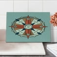 thumbnail image 2 of Compass Cutting Board, Compass Illustration Arrows Cartography Journey Path Always North, Decorative Tempered Glass Cutting and Serving Board, Small Size, Pale Orange Turquoise, by Ambesonne, 2 of 5