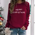 thumbnail image 3 of Christmas Tops-- Long Sleeve Pullover Crewneck Sweatshirt for Womens with Merry Christmas Letter Graphic Tops Casual Pullover Gift Blouse, 3 of 4