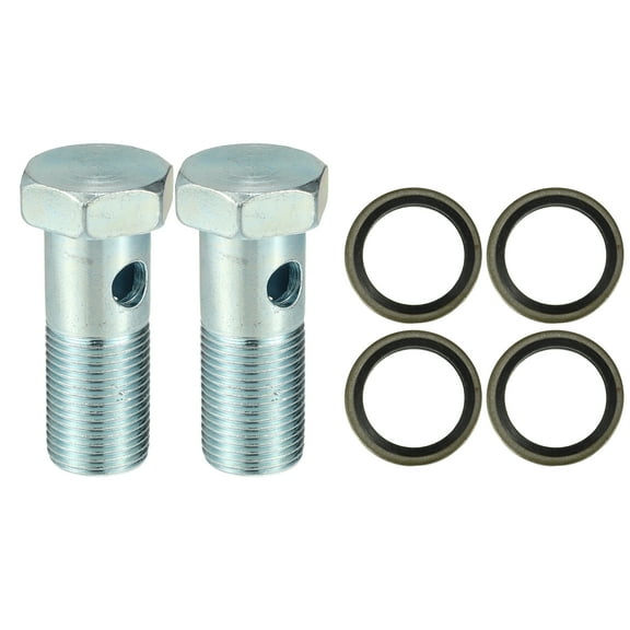 2 Set Universal Auto Banjo Bolt Brake Line Fitting Adapter Kit M18 x 1.5 with Washer