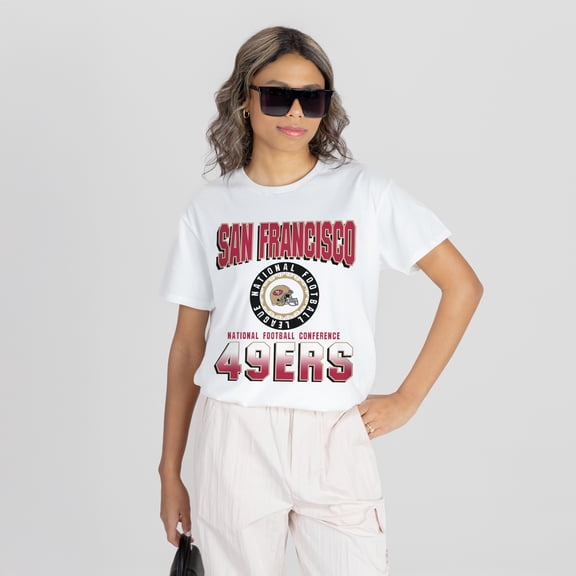 Women's Gameday Couture White San Francisco 49ers Oversized All-Time Classic Flowy T-Shirt