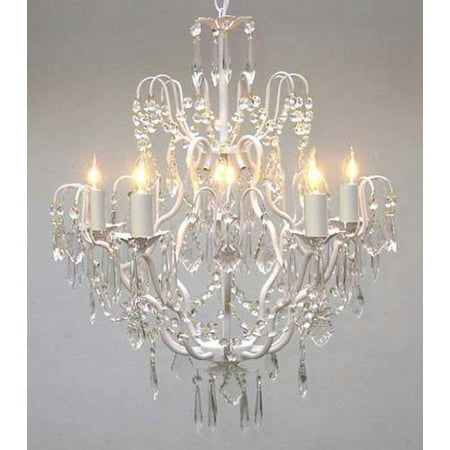 Gallery T40 422 Wrought Iron 5 Light 1 Tier Crystal Candle Style Gallery T40 422 Wrought Iron 5 Light 1 Tier Crystal Candle Style Chandelier With Clear