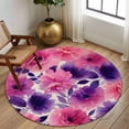 thumbnail image 3 of Round Area Rug 5 Ft, Watercolor Floral Washable Non-Slip Circle Carpet for Living Room/Bedroom, Spring Flowers Botanical Retro Beige Low-Profile Runner Mats Collection Rugs for Indoor, 3 of 7