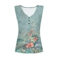 thumbnail image 4 of Womens Tank Tops $4.98 xxl Buttons Sleeveless V-Neck Summer Printed Casual Tunic Tops Light Blue XXL, 4 of 5