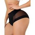 thumbnail image 4 of INSPIRE CHIC Women's Plus Size Laser Cut Mesh Soft High Waist Brief Solid Stretchy Underwear M Black, 4 of 6