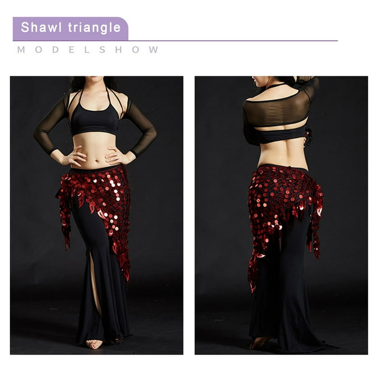 Gold Coin Trim Belly Dance Hip Scarf Skirt With Coins & Sequins – Waist Wrap Tassel Fringe For Performances Belly Dance Costume Egypt - Foto 2