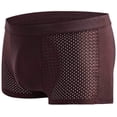 thumbnail image 1 of Calzoncillos bóxer sexys para hombre, de malla hueca, de color liso, con forma de U, suaves, cómodos, transpirables, de tiro medio, lavables a mano, morados, XXL, 1 of 5