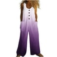 thumbnail image 2 of KIHOUT Women's Ombre Gradient Sleeveless Jumpsuit with Button Front and Pockets Wide Leg Casual Romper for Summer Wear, 2 of 5