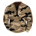 thumbnail image 6 of Men's Fashion Casual Half Zip Camouflage Sweatshirt, Loose Fit Long Sleeve Hoodie, Military Style Streetwear for Outdoor, Christmas, Fall Winter, Hiking and Camp,Light Brown,L, 6 of 7