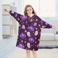 thumbnail image 5 of FORMRS Wearable Blanket Hoodie with Sleeves for Kids Cozy Flannel Sweatshirt, Purple Ghost Star Pattern, 5 of 7