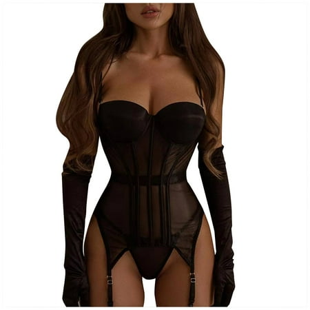 

Women s Comfortable Mesh Breathable Steel Ring Gathered With Leg Ring Fun Suit