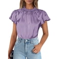 thumbnail image 1 of Blusa de Mujer PRETTYGARDEN de Satén con Mangas con Volantes Morada Talle M, 1 of 6