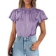 thumbnail image 1 of Blusa Morada de Satén con Volantes para Mujer PRETTYGARDEN Talla XXL, 1 of 6